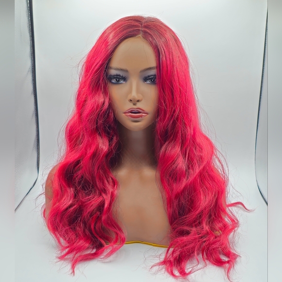 Uniwigs Cherry Cola Red Wine Wavy Synthetic Lace Front Wig - Picture 2 of 9